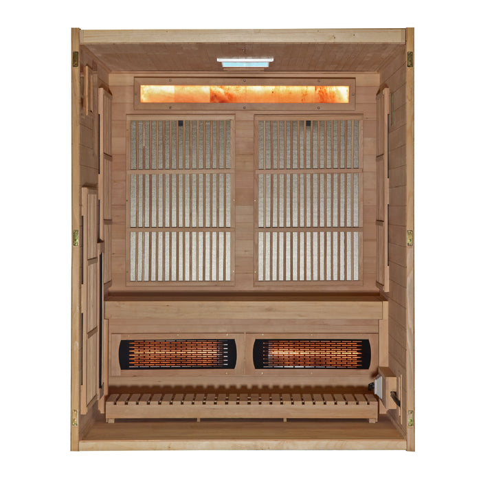 Golden Designs "Soria" 3 Person Hybrid Sauna (Indoor) Full Spectrum and Harvia Traditional Stove (GDI-8330-01)