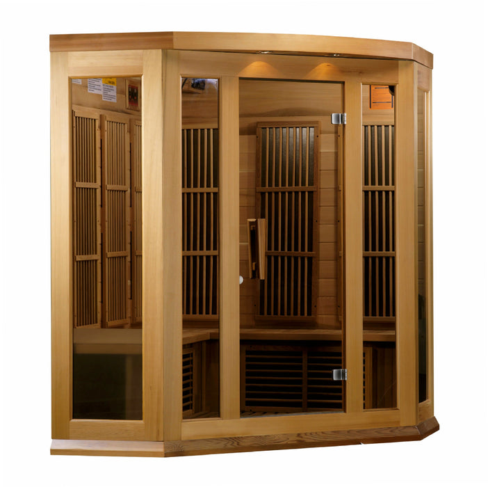 Maxxus 3 Person Corner Low EMF FAR Infrared Carbon Canadian Red Cedar Sauna (MX-K356-01 CED)