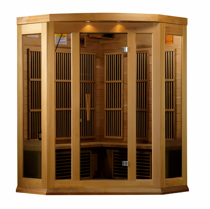 Maxxus 3 Person Corner Low EMF FAR Infrared Carbon Canadian Red Cedar Sauna (MX-K356-01 CED)