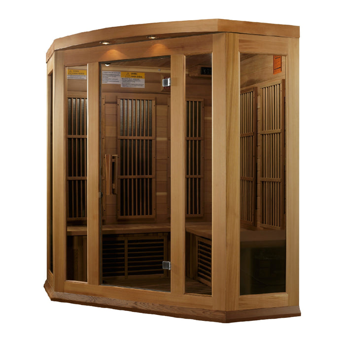 Maxxus 3 Person Corner Low EMF FAR Infrared Carbon Canadian Red Cedar Sauna (MX-K356-01 CED)