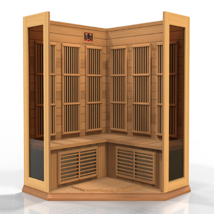 Maxxus 3 Person Corner Low EMF FAR Infrared Carbon Canadian Red Cedar Sauna (MX-K356-01 CED)
