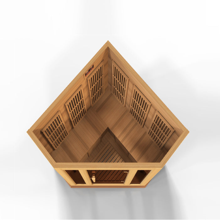Maxxus 3 Person Corner Low EMF FAR Infrared Carbon Canadian Red Cedar Sauna (MX-K356-01 CED)
